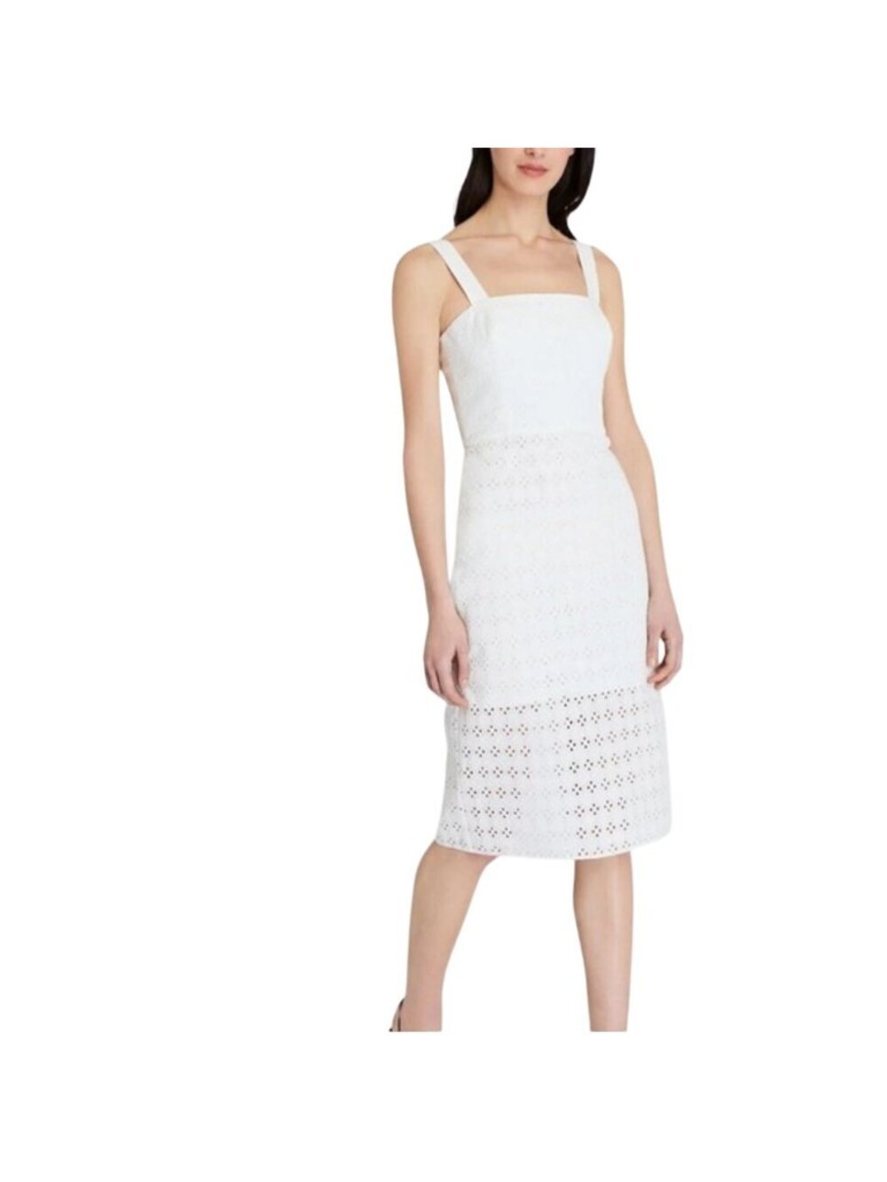 Club Monaco NWT White Eyelet Lace Midi Dress Wedding Shower Designer Size 4